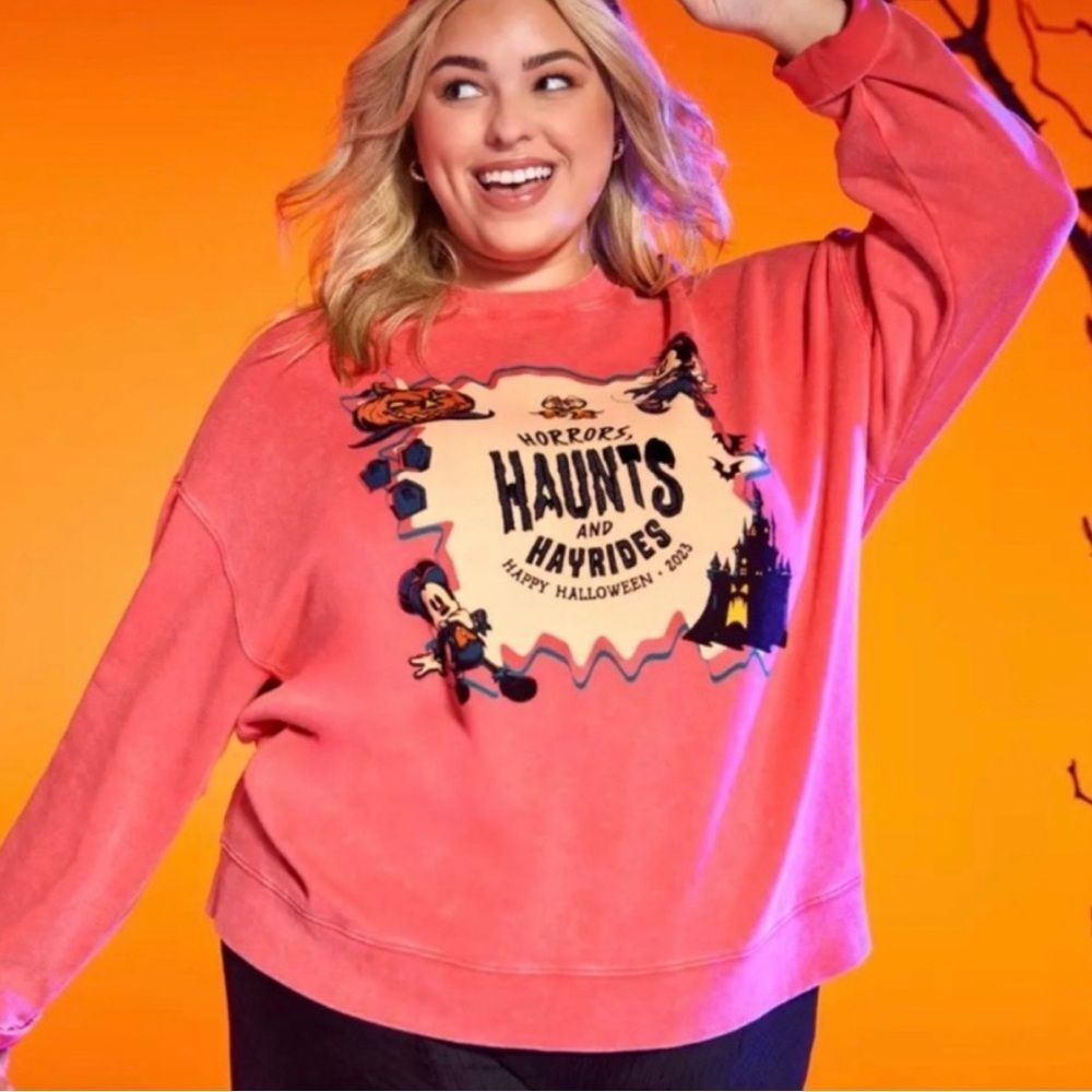 Disney Parks 2023 Halloween HORROR HAUNTS AND HAYRIDES Embroidered Sweatshirt 3X